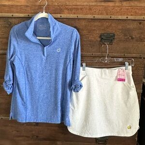 NWOT: Peter Millar Blue Fitted Polo.               L/S Quart zip